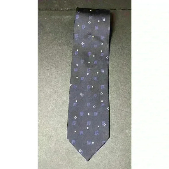 Di Moggio Pure Silk Hand Made Navy Tie With Shapes - Picture 1 of 7